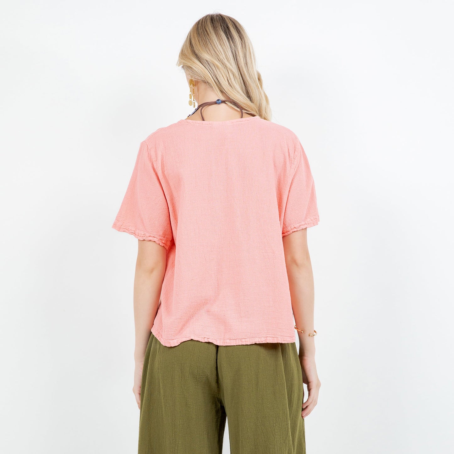 Women's 100% Cotton Gauze Turtle Top in Magenta view 19 - Women Top 100 Clothing Brands In Usa