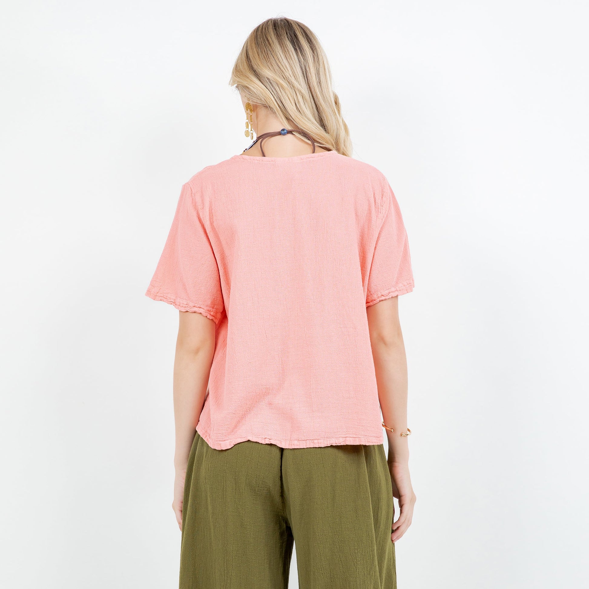 Women's 100% Cotton Gauze Turtle Top in Magenta view 19 - Women Top 100 Clothing Brands In Usa