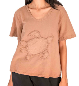 Women's 100% Cotton Gauze Turtle Top in Sahara view 26 - Women Top 100 Clothing Brands In Usa