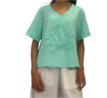 Women's 100% Cotton Gauze Turtle Top in Salsa view 27 - Women Top 100 Clothing Brands In Usa