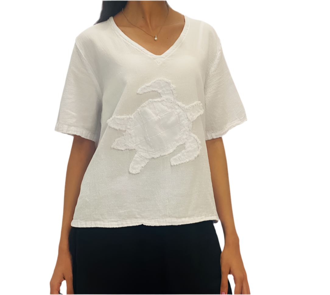 Women's 100% Cotton Gauze Turtle Top in Silver view 29 - Women Top 100 Clothing Brands In Usa