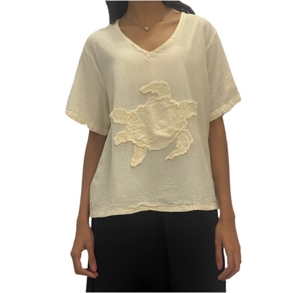 Women's 100% Cotton Gauze Turtle Top in Sunflower view 30 - Women Top 100 Clothing Brands In Usa