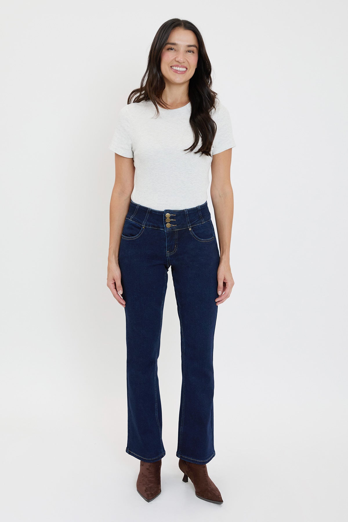 Women's 3-button Premium Stretch Bootcut Jeans in S Midnight Sky Blue view 10 - Comfort Stretch - Women'S Button Jeans