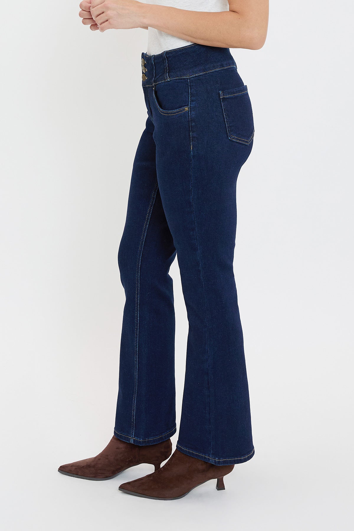 Women's 3-button Premium Stretch Bootcut Jeans in S Midnight Sky Blue view 12 - Comfort Stretch - Women'S Button Jeans