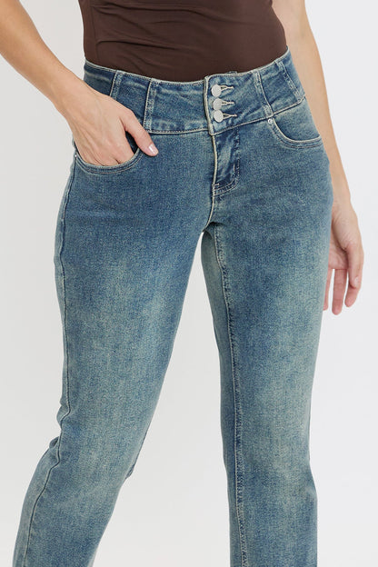 Women's 3-button Premium Stretch Bootcut Jeans in S Midnight Sky Blue view 8 - Comfort Stretch - Women'S Button Jeans