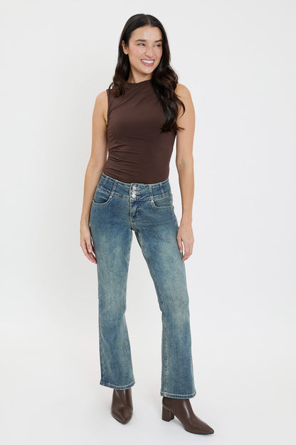 Women's 3-button Premium Stretch Bootcut Jeans in S Midnight Sky Blue view 9 - Comfort Stretch - Women'S Button Jeans