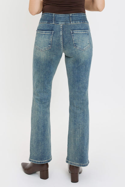 Women's 3-button Premium Stretch Bootcut Jeans in T Tinted Blue view 4 - Comfort Stretch - Women'S Button Jeans