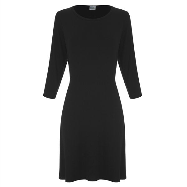 Women's A-line Bamboo Viscose Dress in Black in Small view 4 - Womens Linen Dress