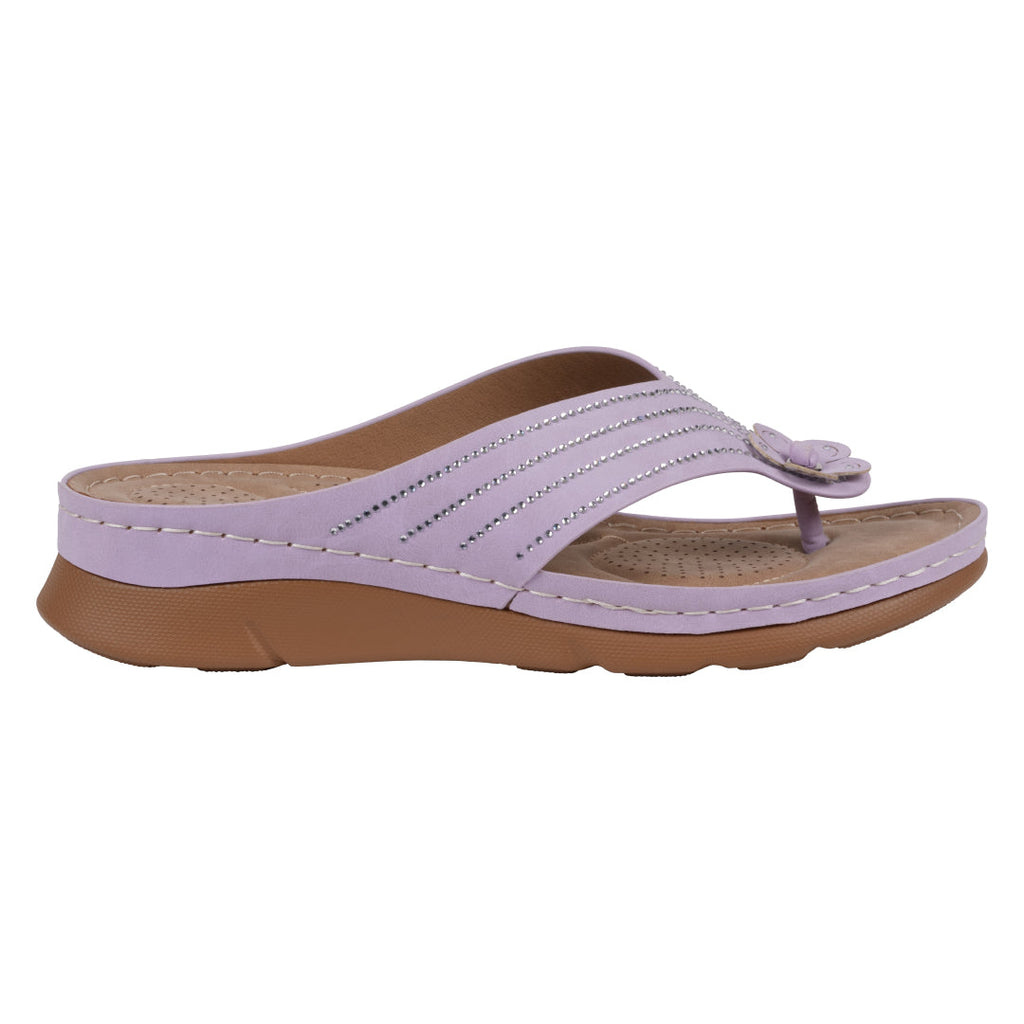 Women's Amari Flower Thong Flat Comfort Sandals Purple view 2 (shoe) - womens armani sandals, women's a - shop at us.meeeshop