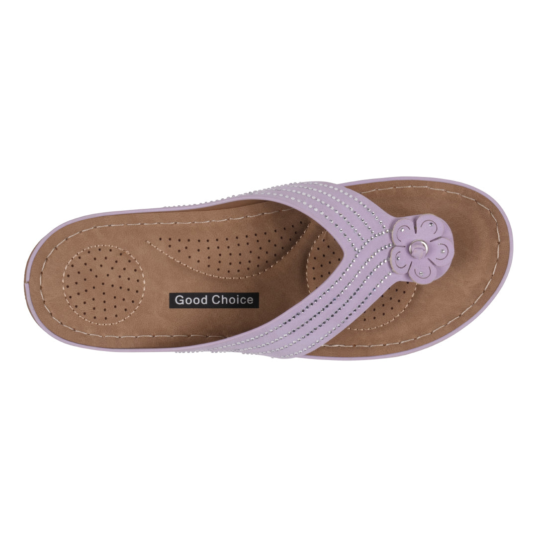 Women's Amari Flower Thong Flat Comfort Sandals Purple view 3 (shoe) - womens armani sandals, women's a - shop at us.meeeshop