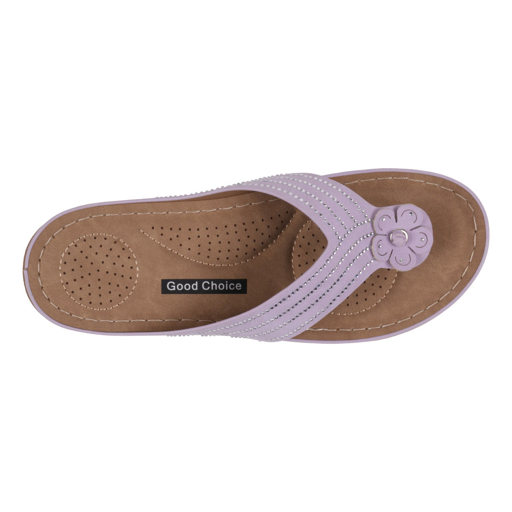 Women's Amari Flower Thong Flat Comfort Sandals Purple view 3 (shoe) - womens armani sandals, women's a - shop at us.meeeshop