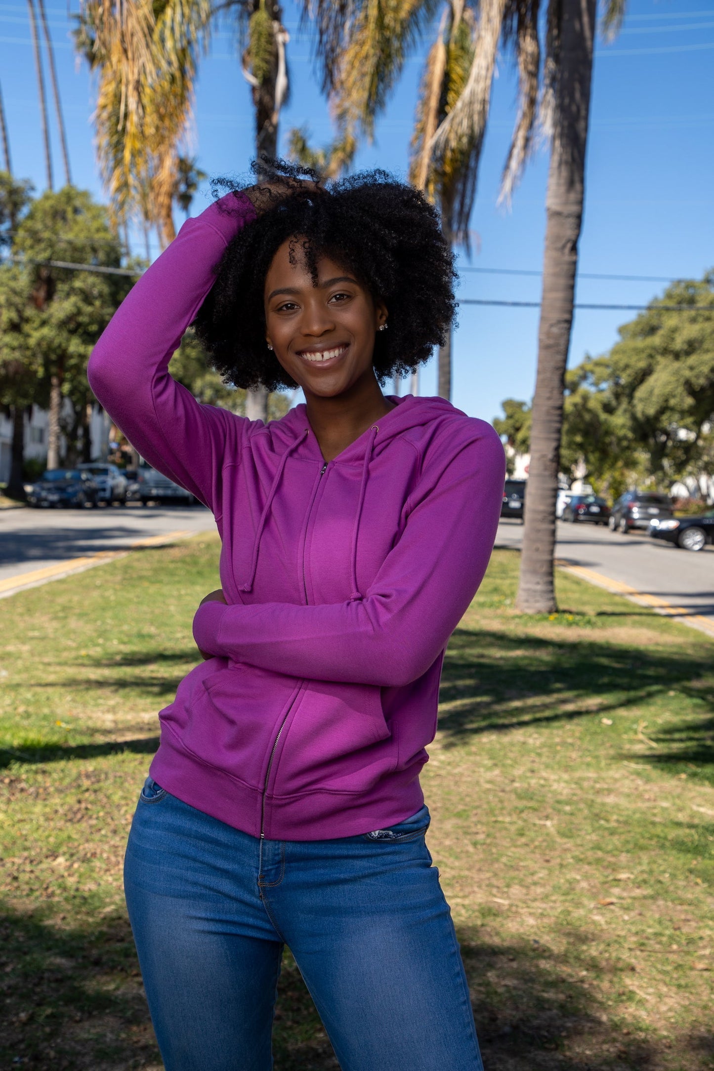 Women's Bamboo French Terry Zip Hooded Sweatshirt in Medium view 2 - Womens Bamboo Shirt (top)