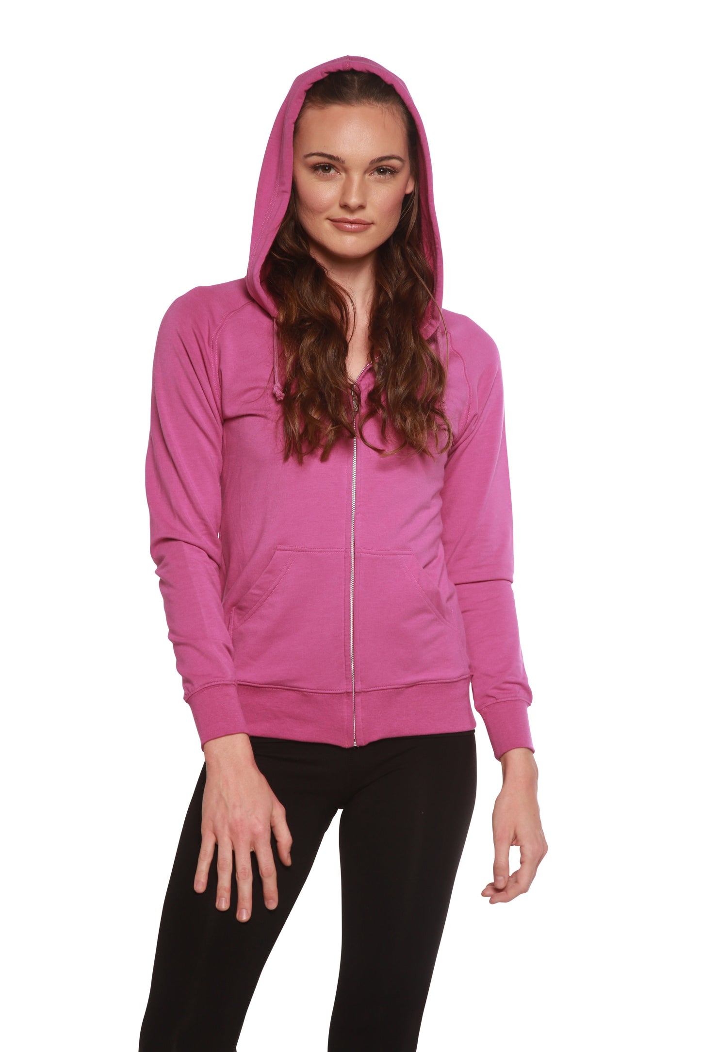 Women's Bamboo French Terry Zip Hooded Sweatshirt in Large view 4 - Womens Bamboo Shirt (top)