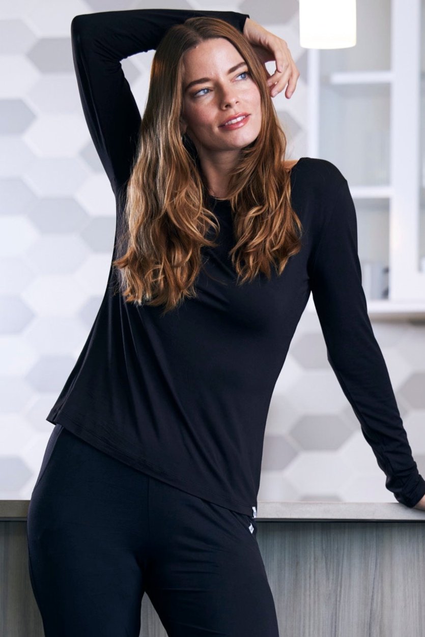Women's Bamboo Lounge Long Sleeve T-shirt in Small view 2 - Womens Bamboo Shirts (top)
