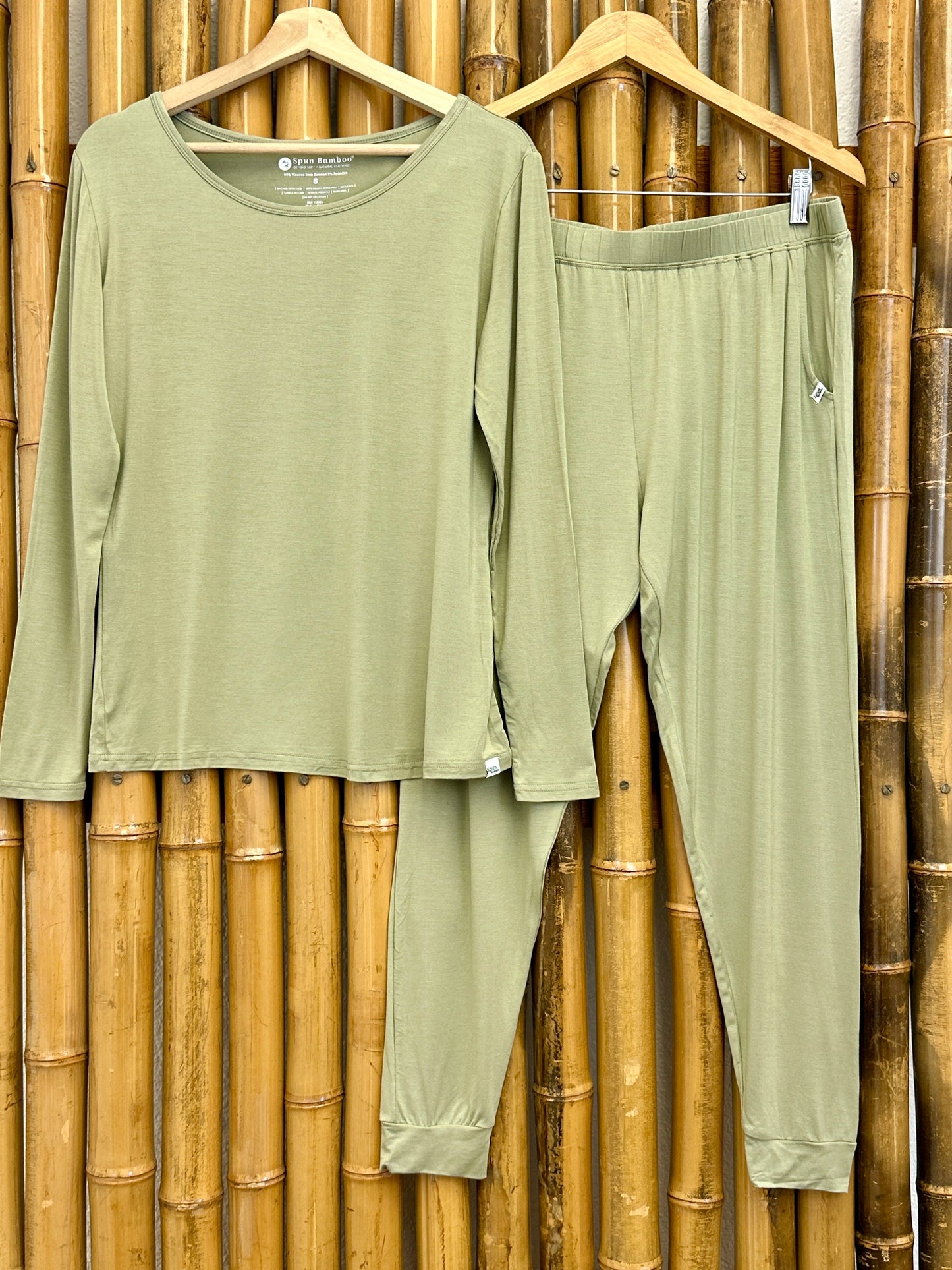 Women's Bamboo Lounge Set - Long Sleeve T-shirt and Jogger Pants in XX-Large view 13 - Women'S Bamboo Pants Jeans