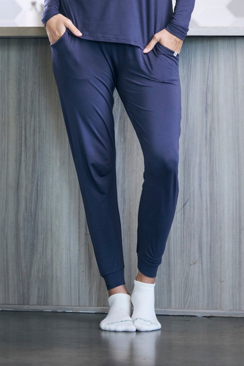 Women's Bamboo Lounge Set - Long Sleeve T-shirt and Jogger Pants in Medium view 6 - Women'S Bamboo Pants Jeans (top)
