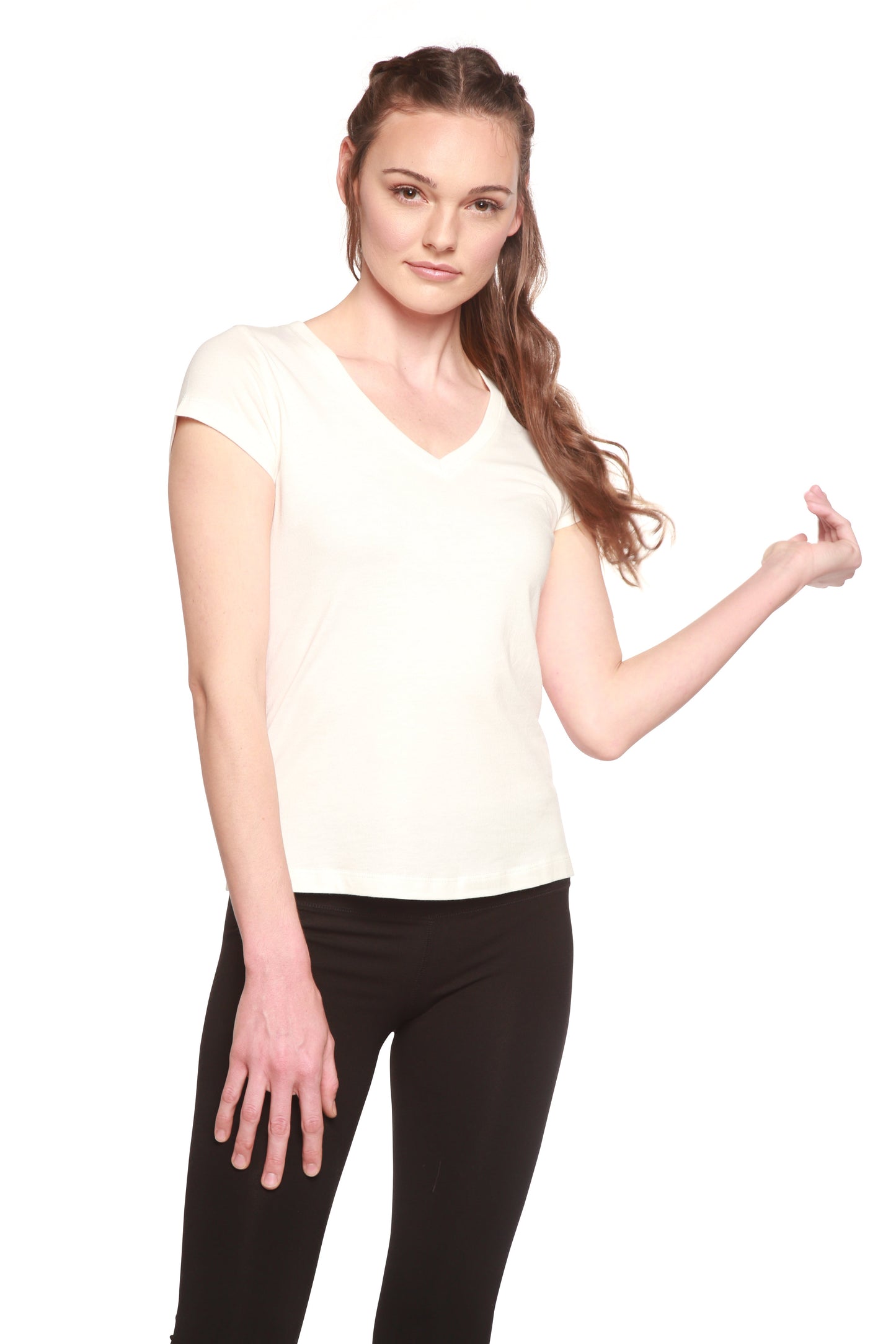 Women's Bamboo Viscose/cotton V-neck Cap Sleeve T-shirt in Medium - Womens Bamboo Shirts (top)