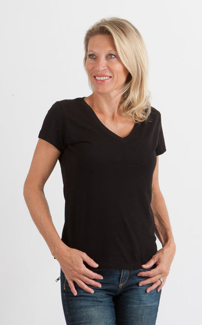 Women's Bamboo Viscose/cotton V-neck Cap Sleeve T-shirt in Small view 12 - Womens Bamboo Shirts (top)