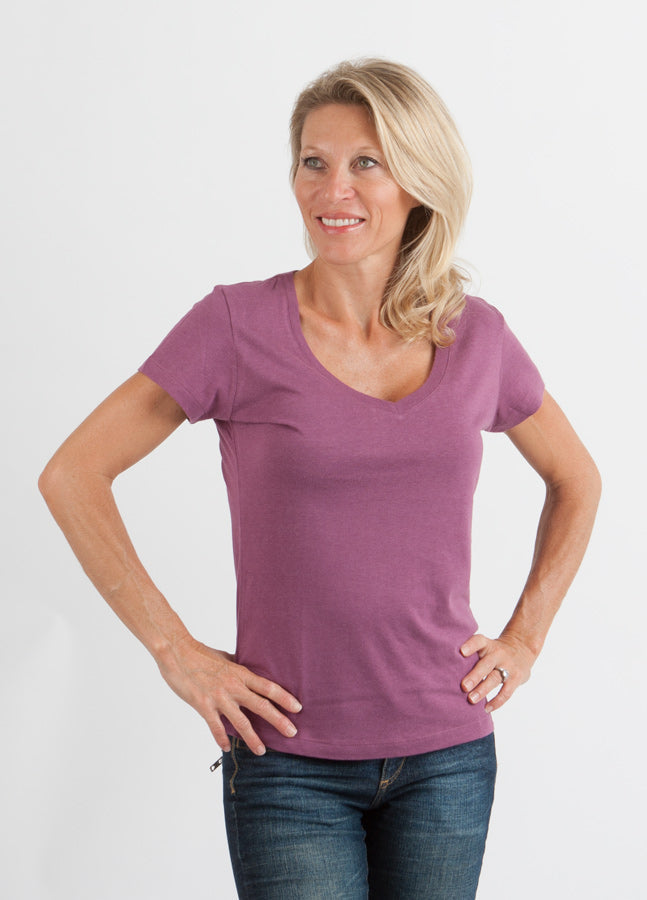 Women's Bamboo Viscose/cotton V-neck Cap Sleeve T-shirt in Medium view 13 - Womens Bamboo Shirts (top)