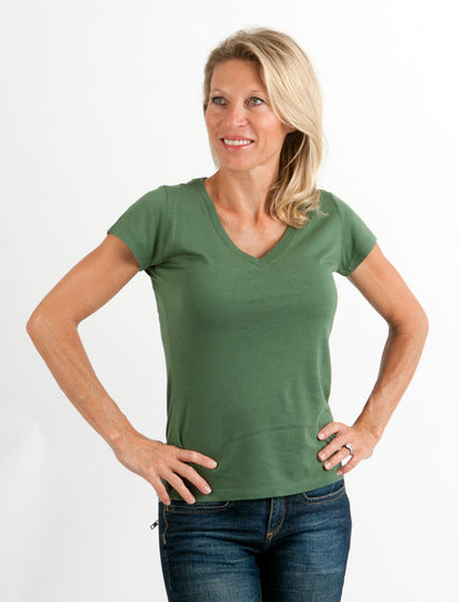 Women's Bamboo Viscose/cotton V-neck Cap Sleeve T-shirt in Large view 14 - Womens Bamboo Shirts (top)