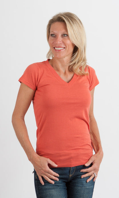 Women's Bamboo Viscose/cotton V-neck Cap Sleeve T-shirt in Extra Large view 15 - Womens Bamboo Shirts (top)
