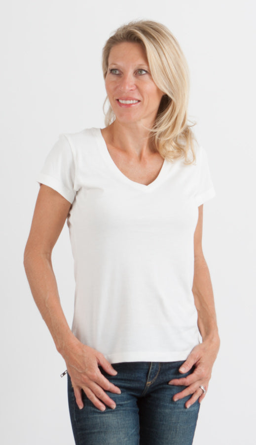 Women's Bamboo Viscose/cotton V-neck Cap Sleeve T-shirt in Medium view 17 - Womens Bamboo Shirts (top)