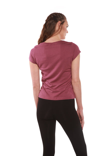 Women's Bamboo Viscose/cotton V-neck Cap Sleeve T-shirt in Small view 4 - Womens Bamboo Shirts (top)