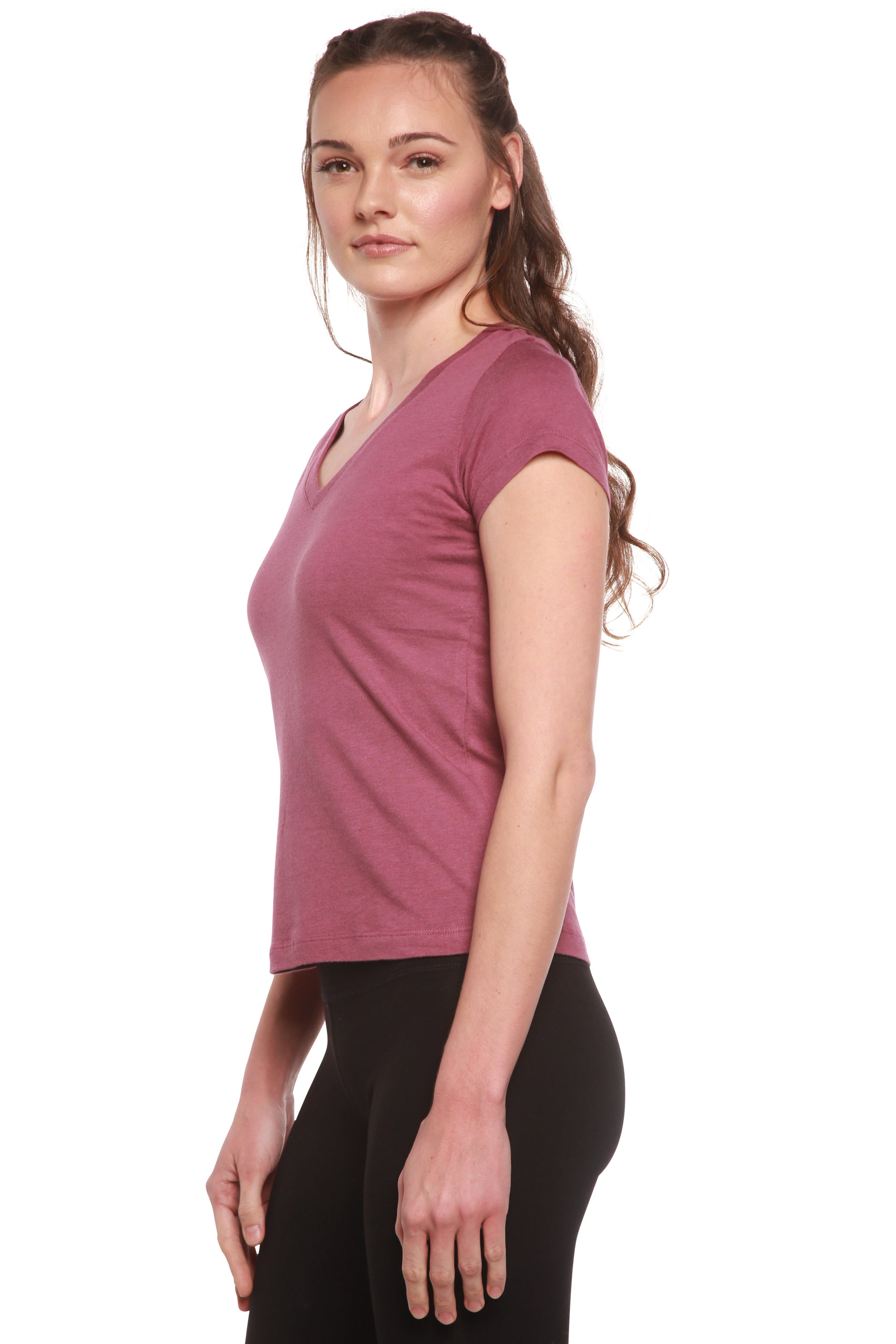 Women's Bamboo Viscose/cotton V-neck Cap Sleeve T-shirt in Medium view 9 - Womens Bamboo Shirts (top)