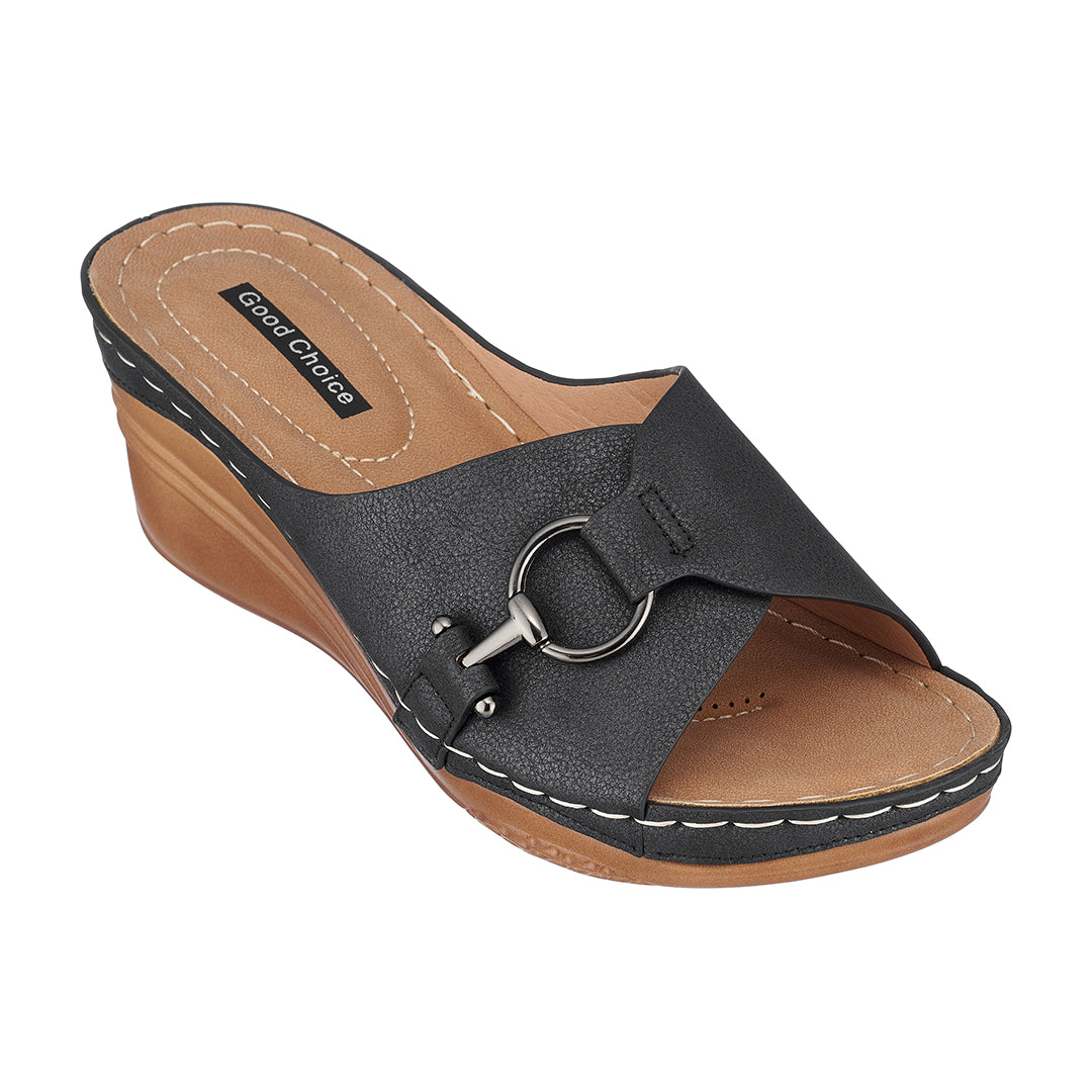 Women's Bay Black Wedge Sandals Black (shoe) - women's bay sandals, women bay sandal price in banglades - shop at us.meeeshop