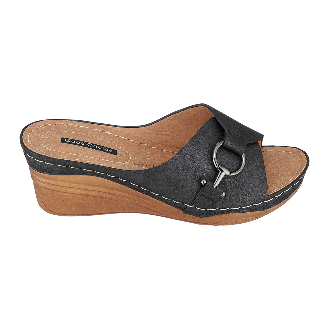 Women's Bay Black Wedge Sandals Black view 2 (shoe) - women's bay sandals, women bay sandal price in ba - shop at us.meeeshop