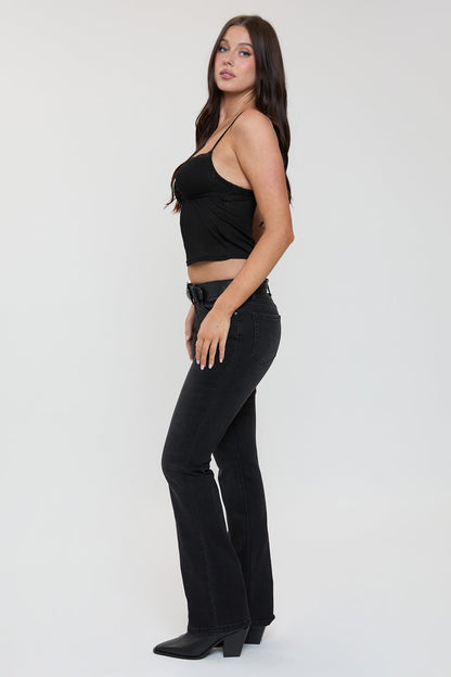 Women's Belted Bootcut Jeans in W Black view 5 - Womens Belted Jean Jacket (bottom)
