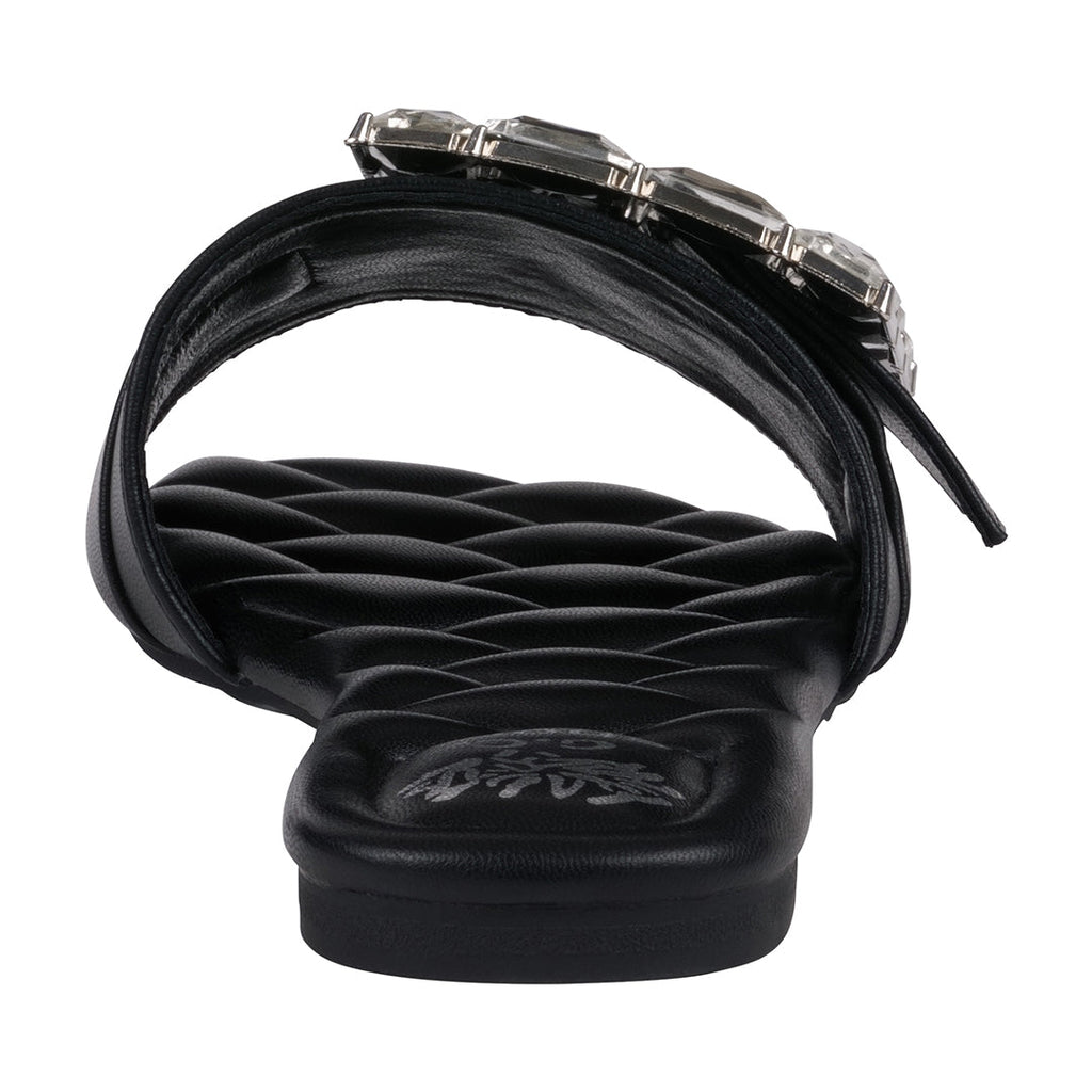 Women's Bianca Black Rhinestone Buckle Flat Sandals Black view 4 (shoe) - women's bianca shoes, dansko  - shop at us.meeeshop