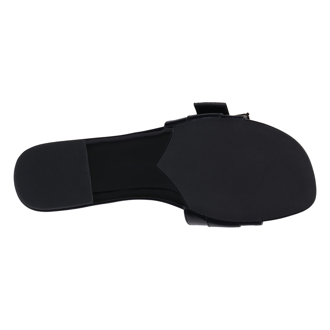 Women's Bianca Black Rhinestone Buckle Flat Sandals Black view 5 (shoe) - women's bianca shoes, dansko  - shop at us.meeeshop