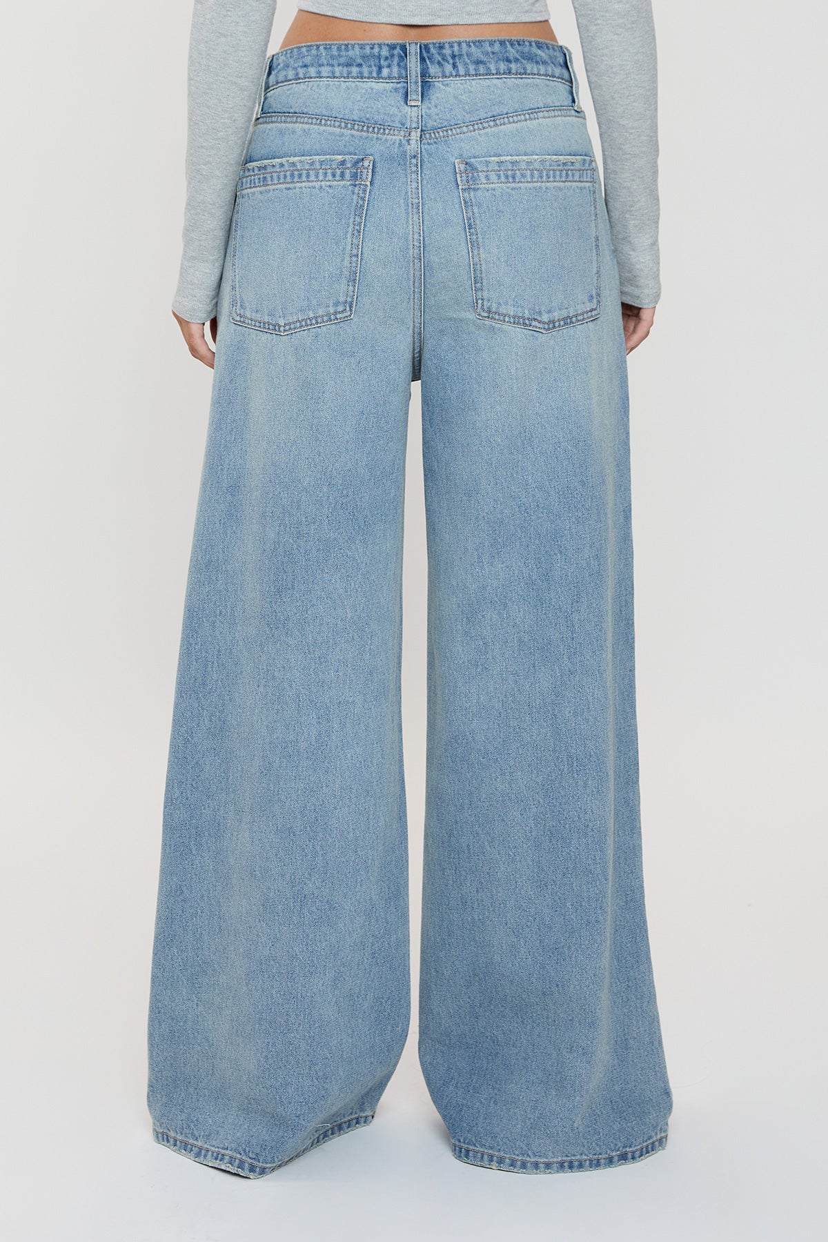 Women's Billie Baggy Wide Leg Jeans in J Faded Blue Rips view 13 - Women'S Billie Jeans (bottom)