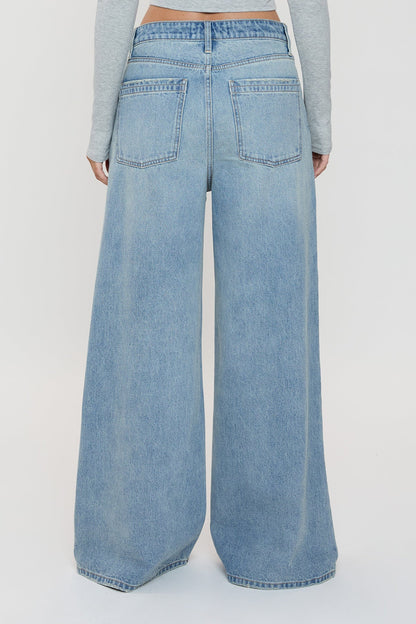 Women's Billie Baggy Wide Leg Jeans in J Faded Blue Rips view 13 - Women'S Billie Jeans (bottom)