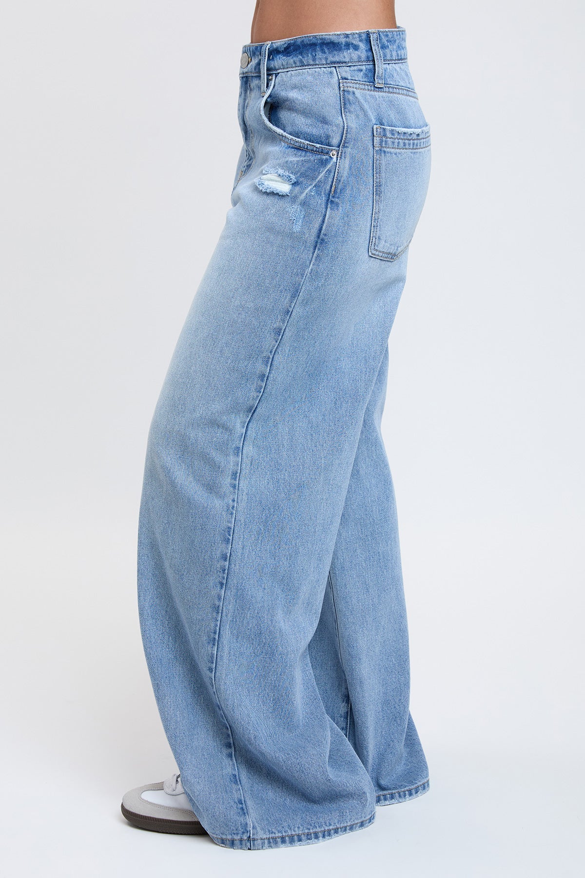 Women's Billie Baggy Wide Leg Jeans in L Light Blue Rips view 20 - Women'S Billie Jeans (bottom)