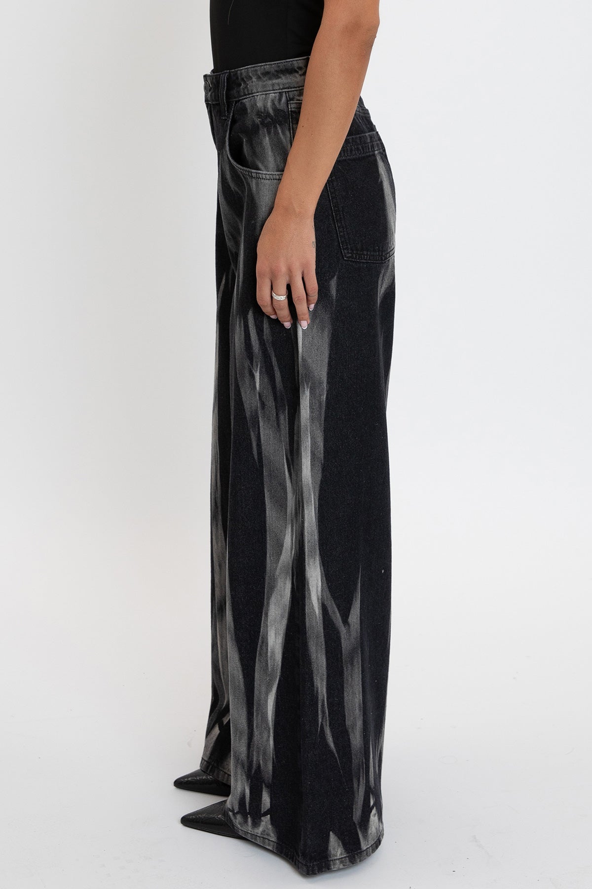 Women's Billie Baggy Wide Leg Jeans in W Black Rips view 10 - Women'S Billie Jeans (bottom)