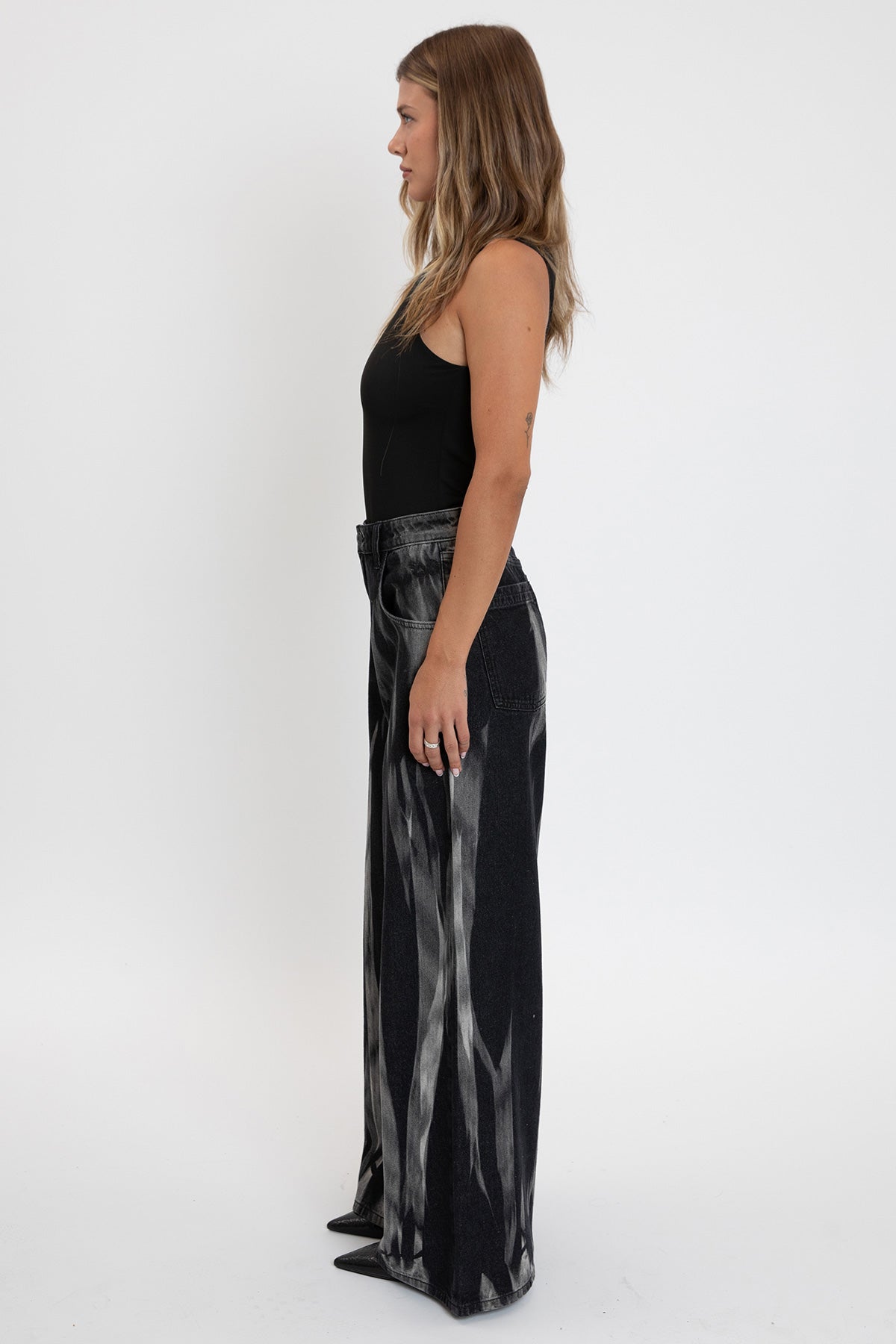 Women's Billie Baggy Wide Leg Jeans in W Black Rips view 13 - Women'S Billie Jeans (bottom)