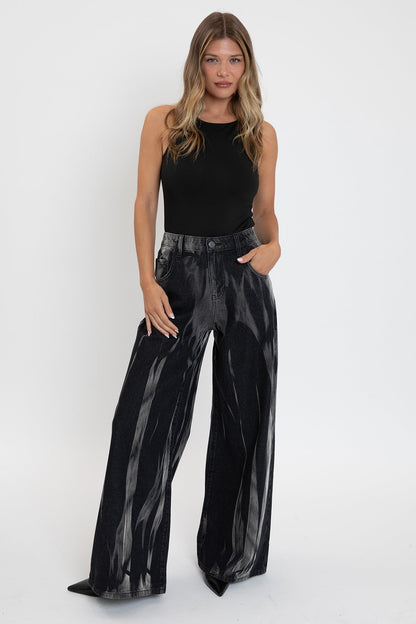 Women's Billie Baggy Wide Leg Jeans in W Black Rips view 8 - Women'S Billie Jeans (bottom)