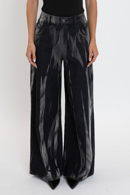 Women's Billie Baggy Wide Leg Jeans in W Black Rips view 9 - Women'S Billie Jeans (bottom)