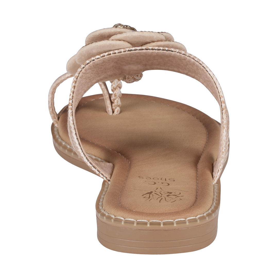 Women's Blossom Rose Gold Embellished Flower Toe Ring Flat Sandals Rose Gold view 2 (shoe) - shop at us.meeeshop