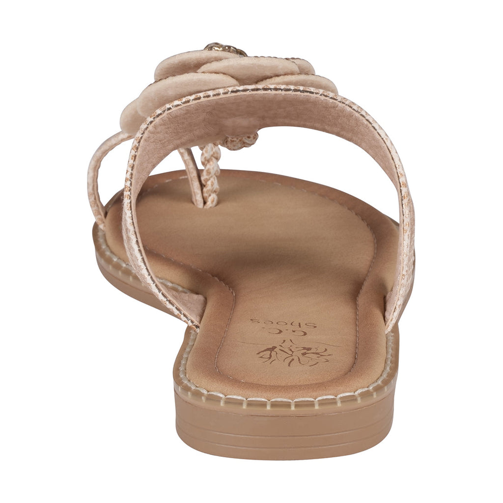 Women's Blossom Rose Gold Embellished Flower Toe Ring Flat Sandals Rose Gold view 2 (shoe) - shop at us.meeeshop