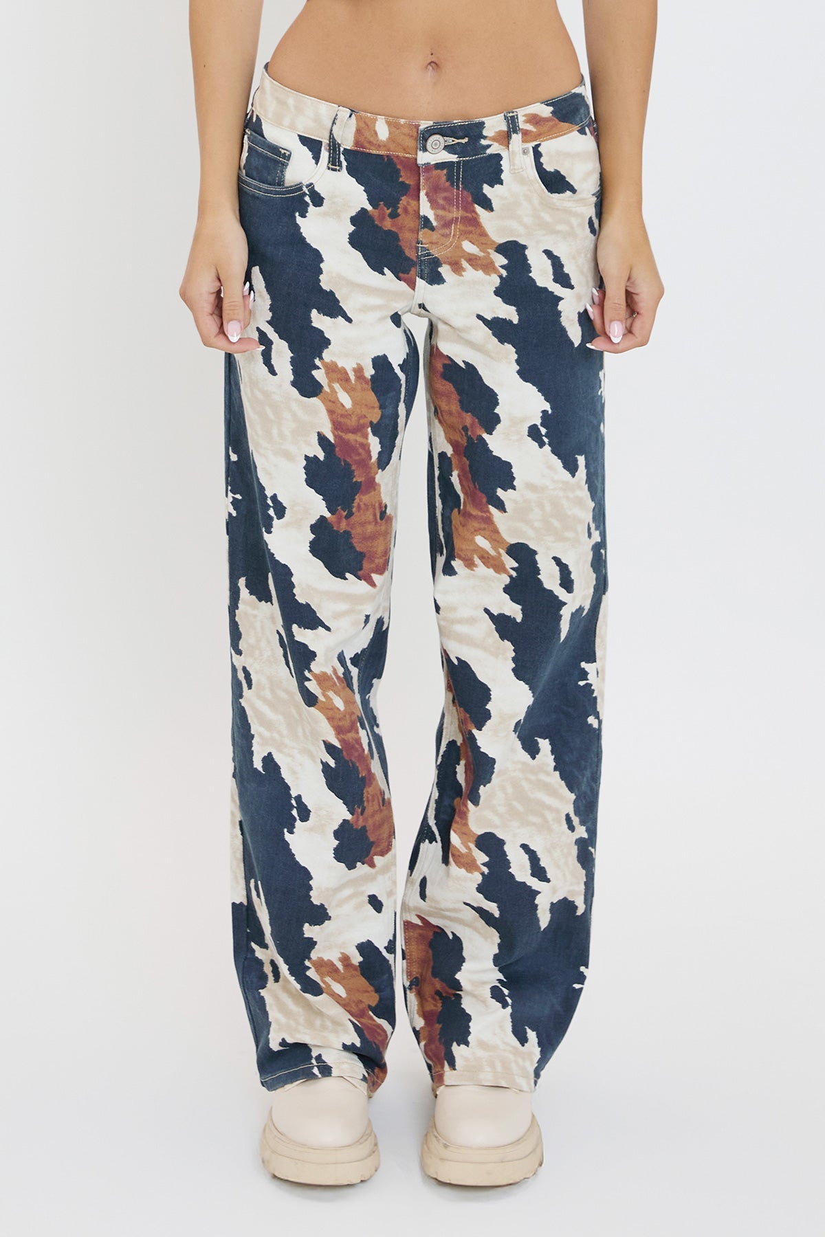Women's Britney Printed Wide Leg Jeans in Dallas view 3 (bottom)