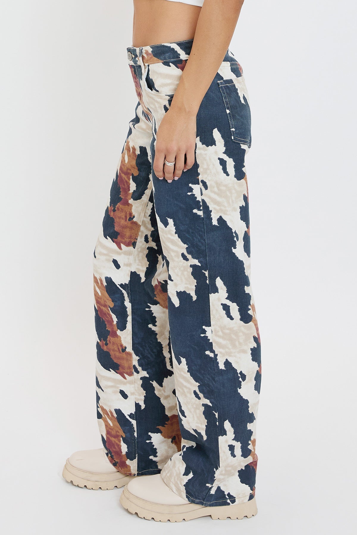 Women's Britney Printed Wide Leg Jeans in Dallas view 4 (bottom)