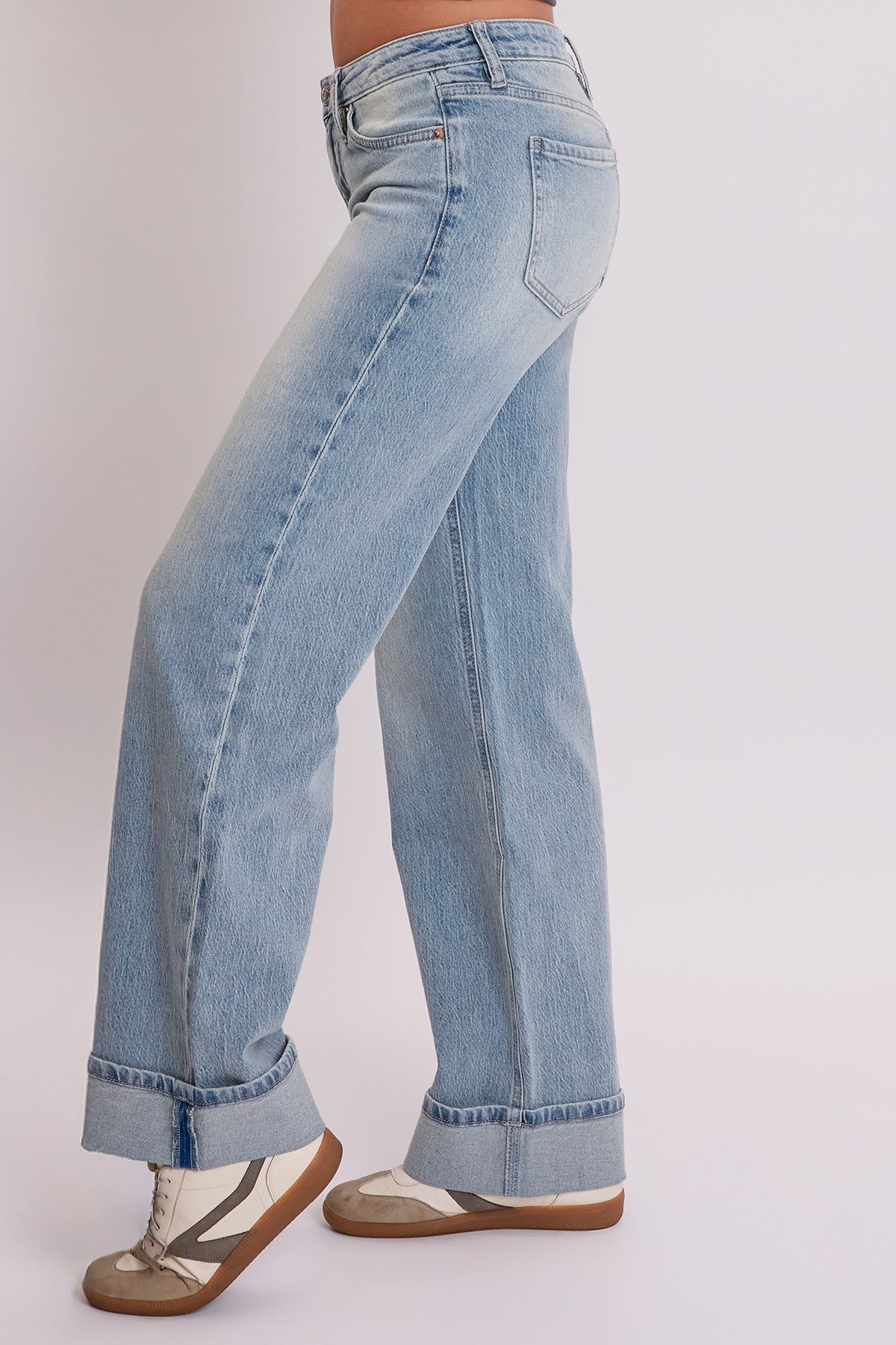 Women's Britney Wide Leg Cuff Jeans in VT Tinted Vintage Blue view 4 (bottom)
