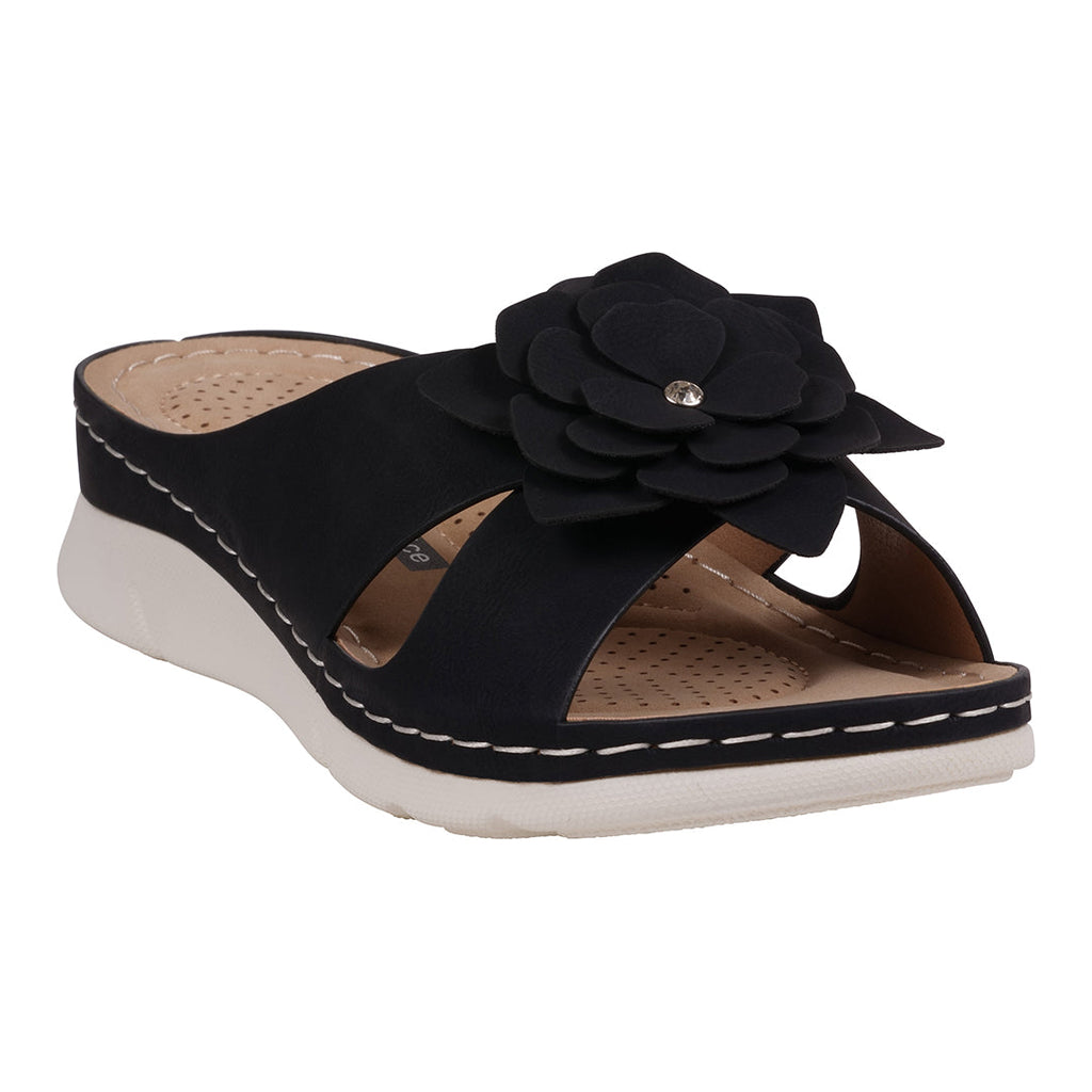 Women's Claire Black Cushioned Footbed Sandals Black (shoe) - women's claire shoes, marie claire women  - shop at us.meeeshop