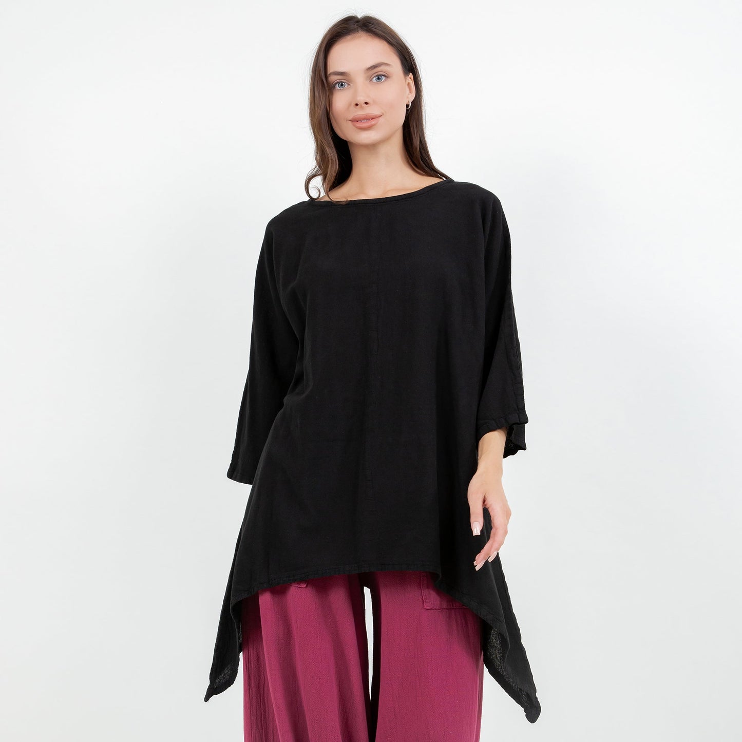 Women's Cotton Gauze Angela Top in Aqua - Womens Cotton Tops