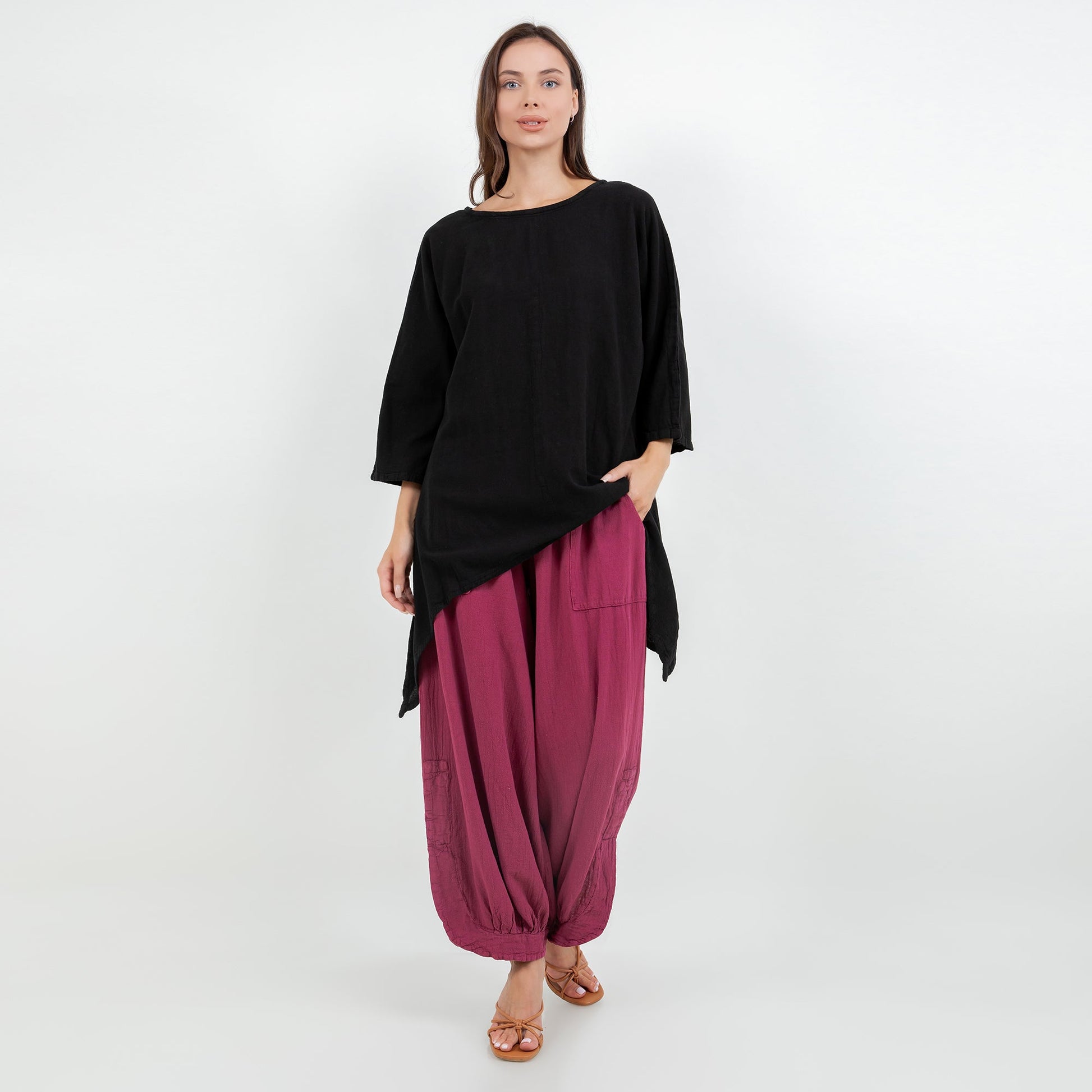 Women's Cotton Gauze Angela Top in Azure view 2 - Womens Cotton Tops