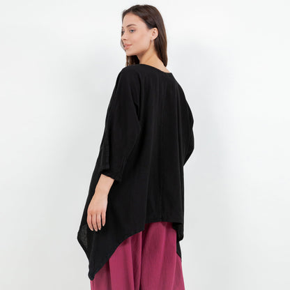 Women's Cotton Gauze Angela Top in Iron view 7 - Womens Cotton Tops