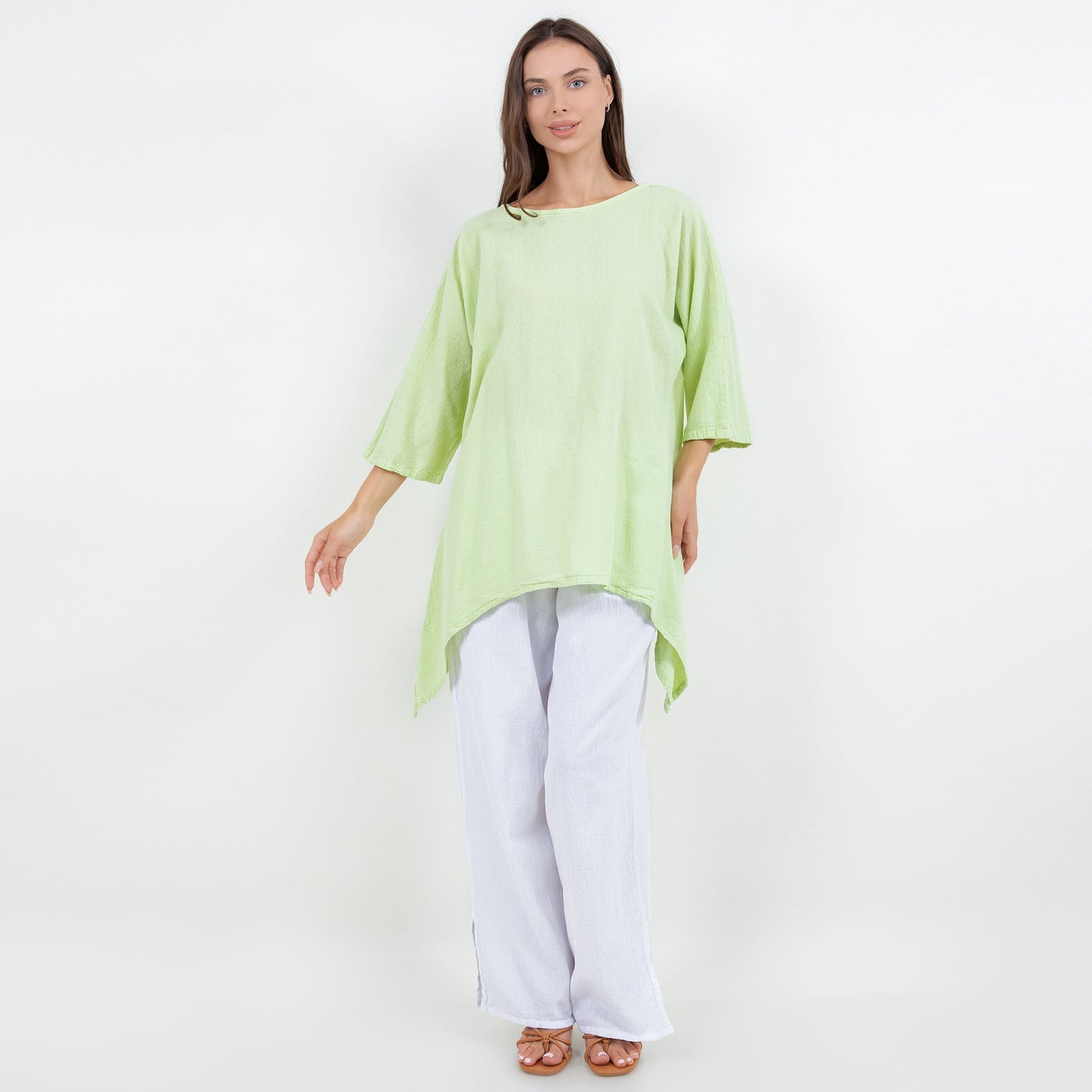 Women's Cotton Gauze Angela Top in Island view 8 - Womens Cotton Tops